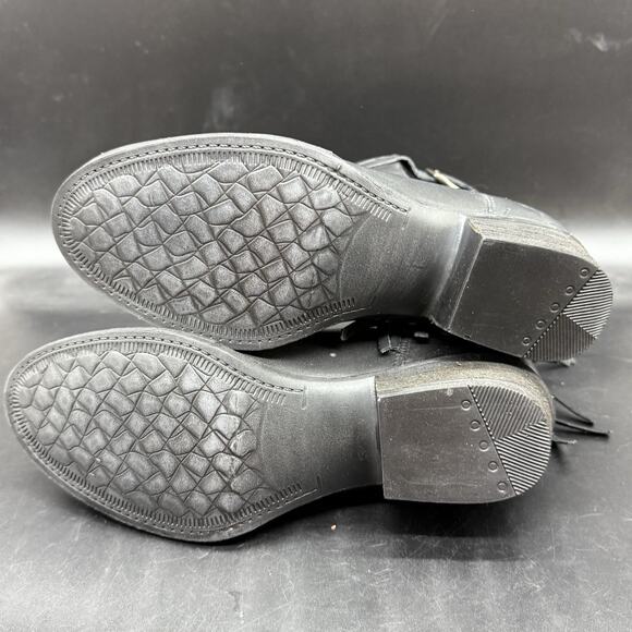 Harley Davidson Boots Womens Size 8 Amory Heeled Leather Ankle Fringe Black - Picture 7 of 9